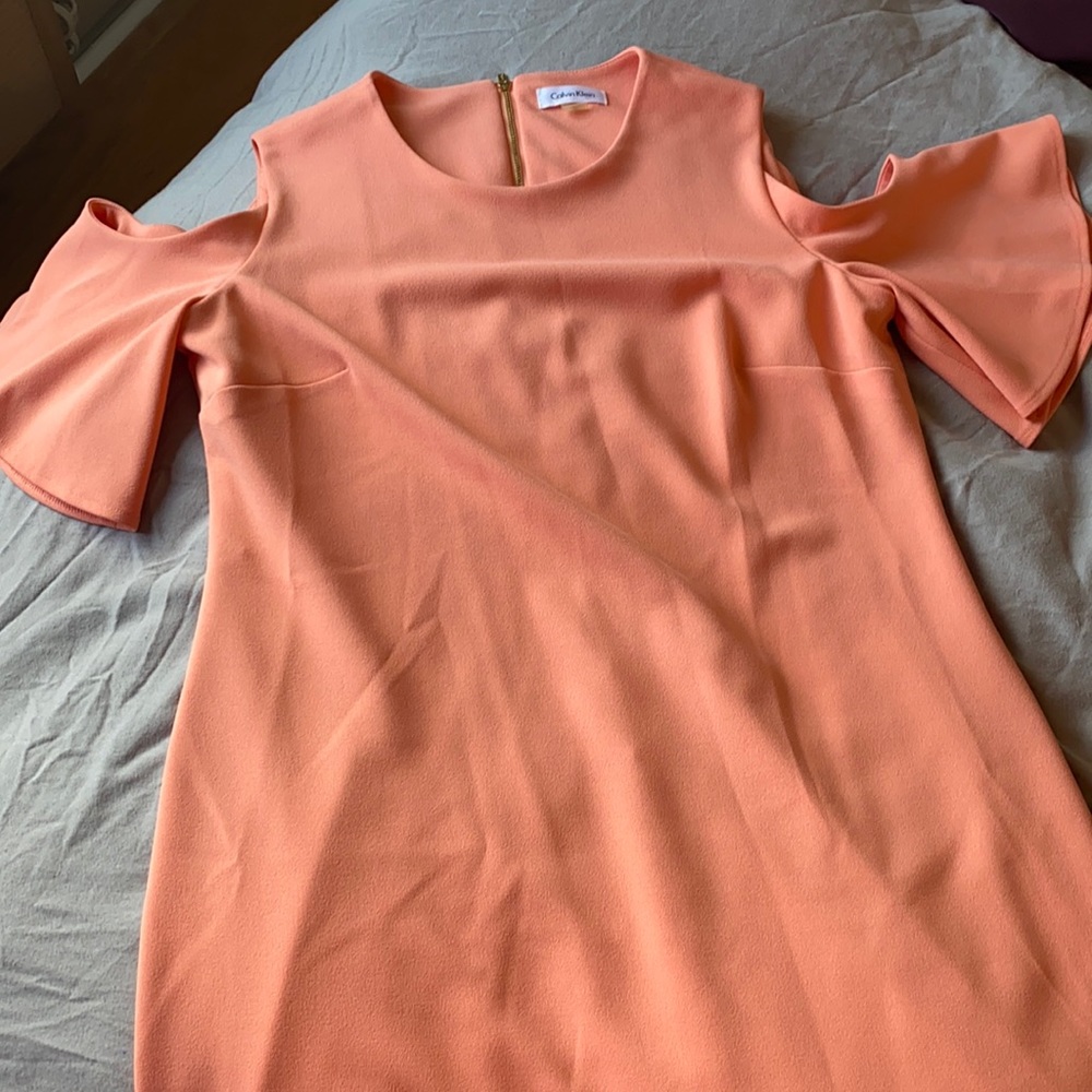 Calvin Klein sheath cold-shoulder dress